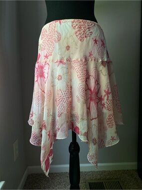 Exact Change Vintage Whimsy Fairycore Asymmetrical Floral large Y2K mini skirt